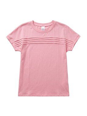 NWOT | Soft Pink Horizontal Pleated Chest Detail Short Sleeve Tee Top | Large